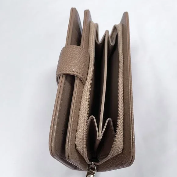 Chanel L-zip CC Leather Pocket Wallet Dark Beige NWT - Picture 9 of 16